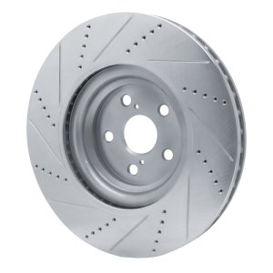 Lexus LS460 Brake Rotor (1) - Left Front - R1 Concepts - Drilled & Slotted - Silver - `10-`17
